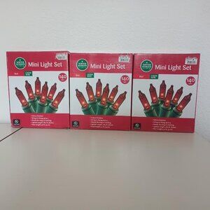 WINTER WONDER LANE MINI LIGHT SET RED GREEN WIRE 140 LIGHTS EACH INDOOR/OUTDOOR